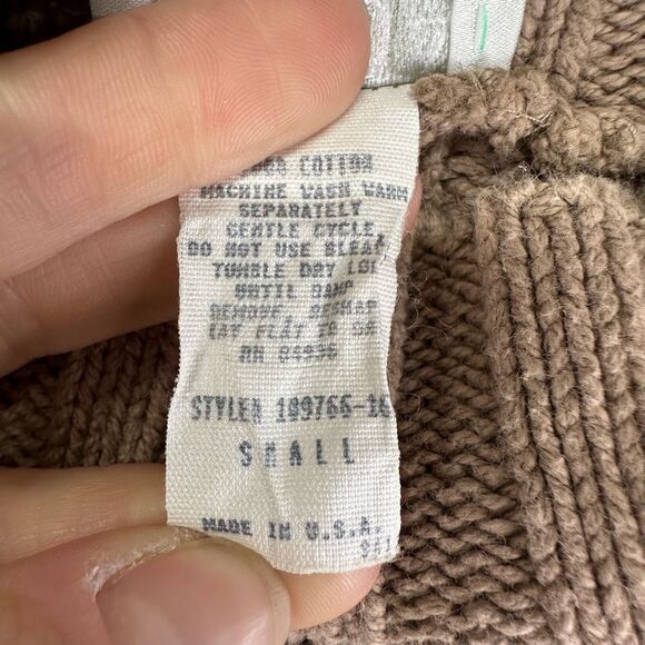 Vintage Sweater Women’s S Brown Turtleneck Cable knit Cropped Made in USA - Picture 4 of 8